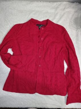 Willi Smith Red Eyelet Button-Front Jacket